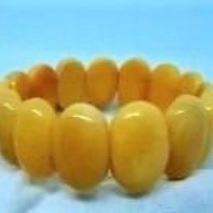 Natural Baltic amber Egg Yolk Marble Flat Pieces Bracelet tied on rubber 17,15 g
